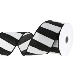 Railroad Stripes Wired Ribbon, 2-1/2-inch, 10-yard