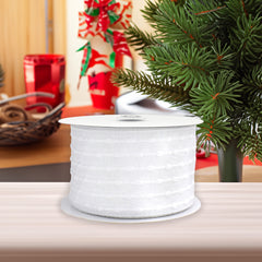 Christmas Iridescent Snowball Weave Wired Ribbon, 10-yard