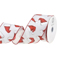 Christmas Iridescent Santa Hats Wired Ribbon, 2-1/2-inch, 10-yard