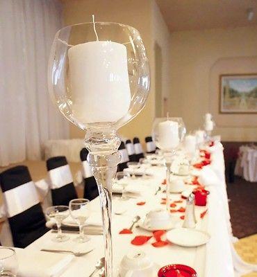 upside down wine glass centerpiece Goblet Glass Candle Holder Table Centerpiece, 12-Count – Party Spin