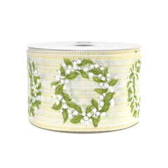 Christmas Iridescent Berry Wreaths Wired Ribbon, 10-yard