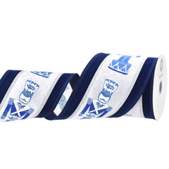 Christmas Chinoiserie Nutcracker Velvet Edge Wired Ribbon, 10-yard