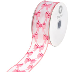 Patterned Pretty Bows Satin Wired Ribbon, 10-yard