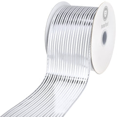 Christmas Vertical Grain Stripes Wired Ribbon, 10-yard
