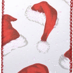 Christmas Iridescent Santa Hats Wired Ribbon, 2-1/2-inch, 10-yard
