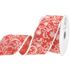 Christmas Iridescent Snowflakes Fuzzy Edge Wired Ribbon, 10-yard