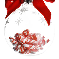 Clear Plastic Peppermint Christmas Ball Ornaments, 3-Inch, 2-Piece