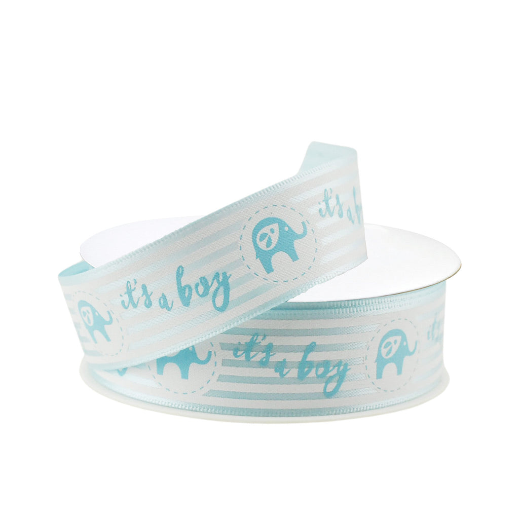 Baby Elephant Ribbon, 7/8-Inch, 4-Yard - Blue