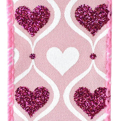 Valentines Hourglass Glitter Hearts Wired Ribbon, 1-1/2-Inch, 10-Yard