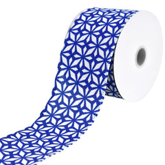 Christmas Crystal Pattern Faux Linen Wired Ribbon, 10-yard