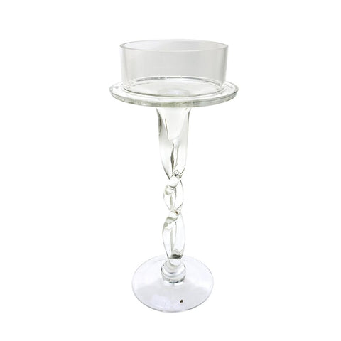 Glass Twisted Candle Holder Stand Centerpiece, 10-Inch