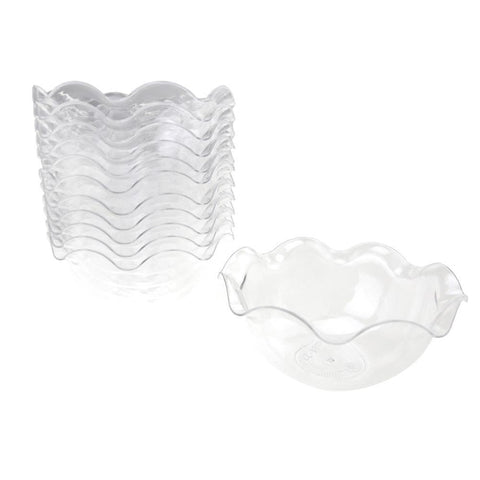 Clear Mini Waved Edge Plastic Appetizer Dessert Bowls, 3-1/2-Inch x 1-1/2-Inch, 12-Count