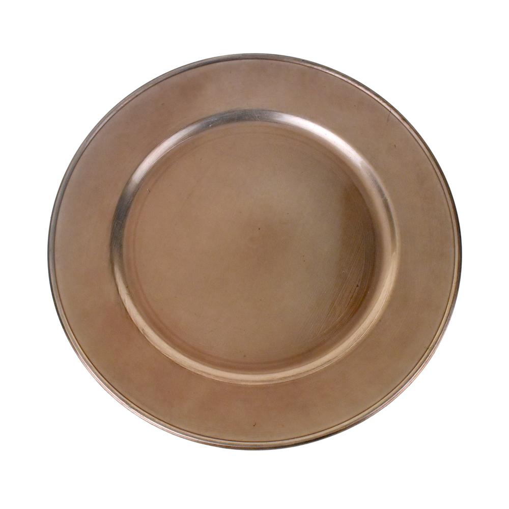 Plastic Round Charger Plate, Rose Gold, 13-Inch, 1-Count