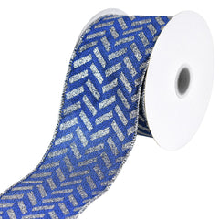 Christmas Metallic Chevron Dashes Wired Ribbon, 10-yard