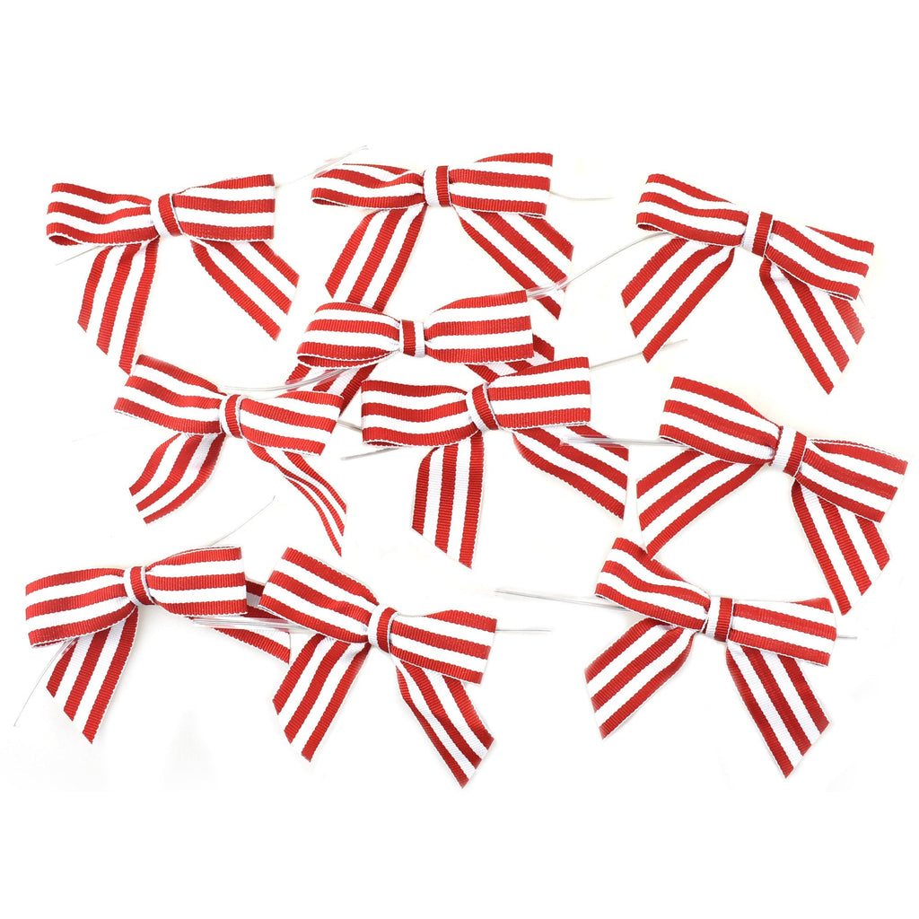 Striped Grosgrain Twist Tie Bows, 7/8-Inch, 10-Count