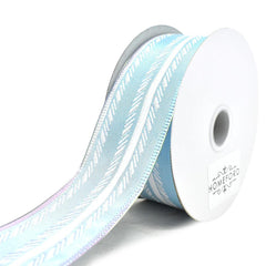 Feathered Stripes Iridescent Edge Satin Wired Ribbon, 10-yard