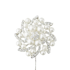 Rhinestone Swirling Pearls Pins, 3-3/4-Inch, 3-Count - Silver