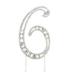 Number Rhinestone Crystal Metal Cake Topper, Silver, 3-3/4-Inch