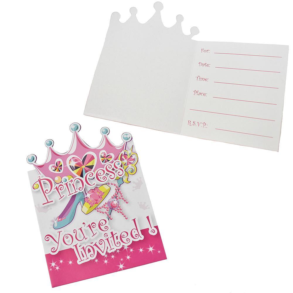 Sparkle Crown Princess Invitations, 5-1/2-Inch, 8-Count