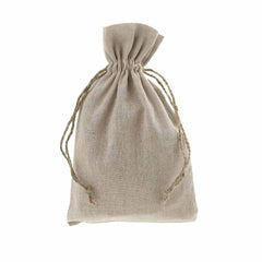 Natural Linen Favor Bags with Jute Drawstring, 12-Piece