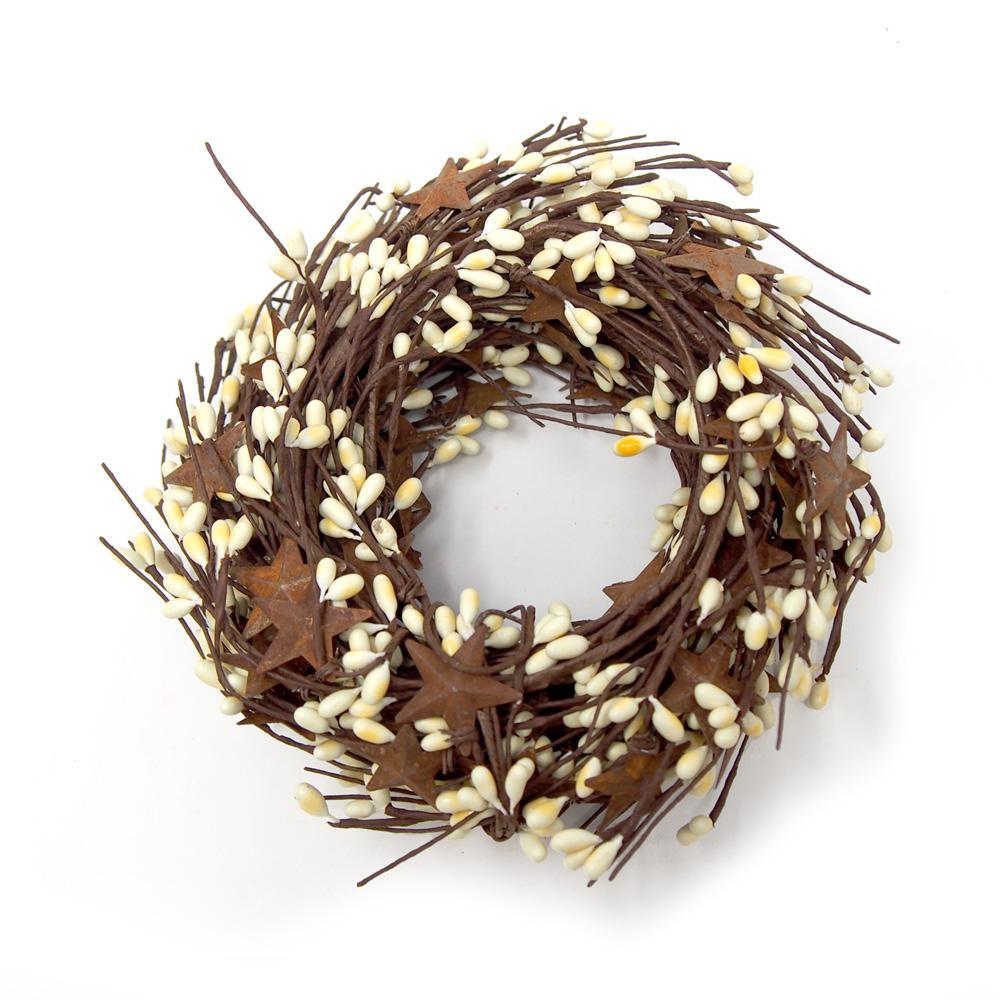 Rustic Berry and Star Garland, Cream, 12-Feet