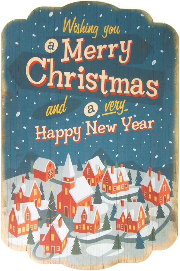 Christmas Printed Wooden Wall Plaques, 16-Inch x 24-Inch
