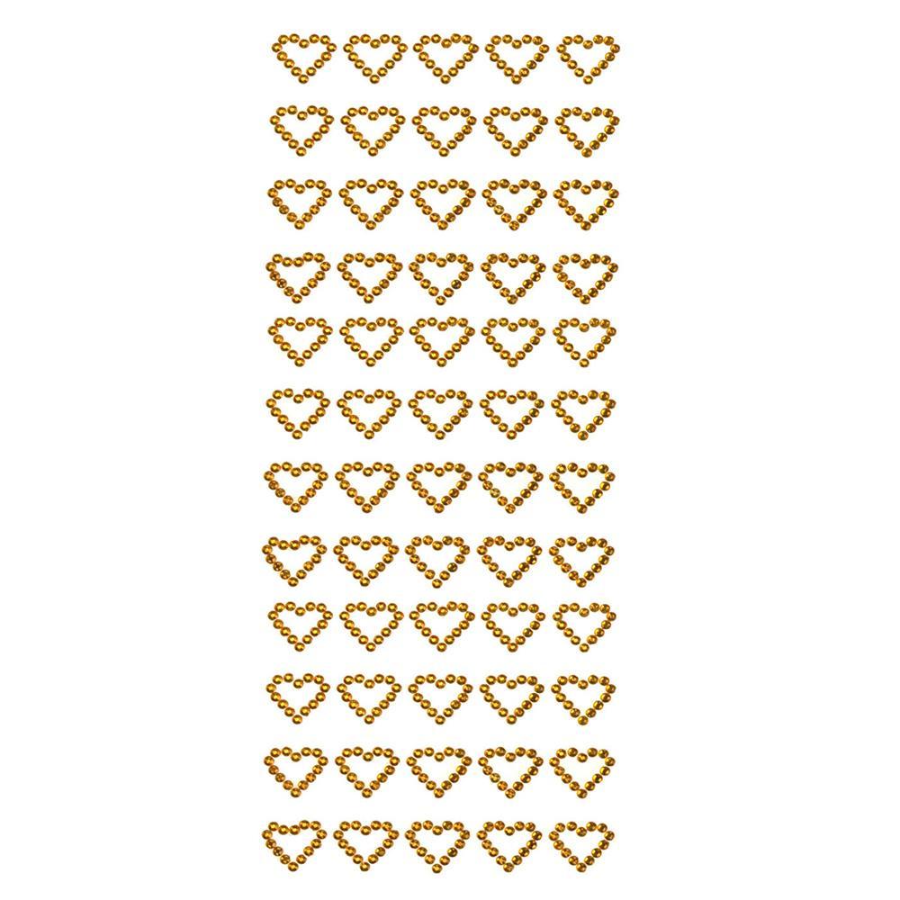 Heart Rhinestone Stickers, 1/2-Inch, 60-Count, Gold