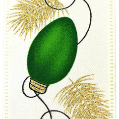 Christmas Lights Faux Linen Wired Ribbon, 2-1/2-inch, 10-yard