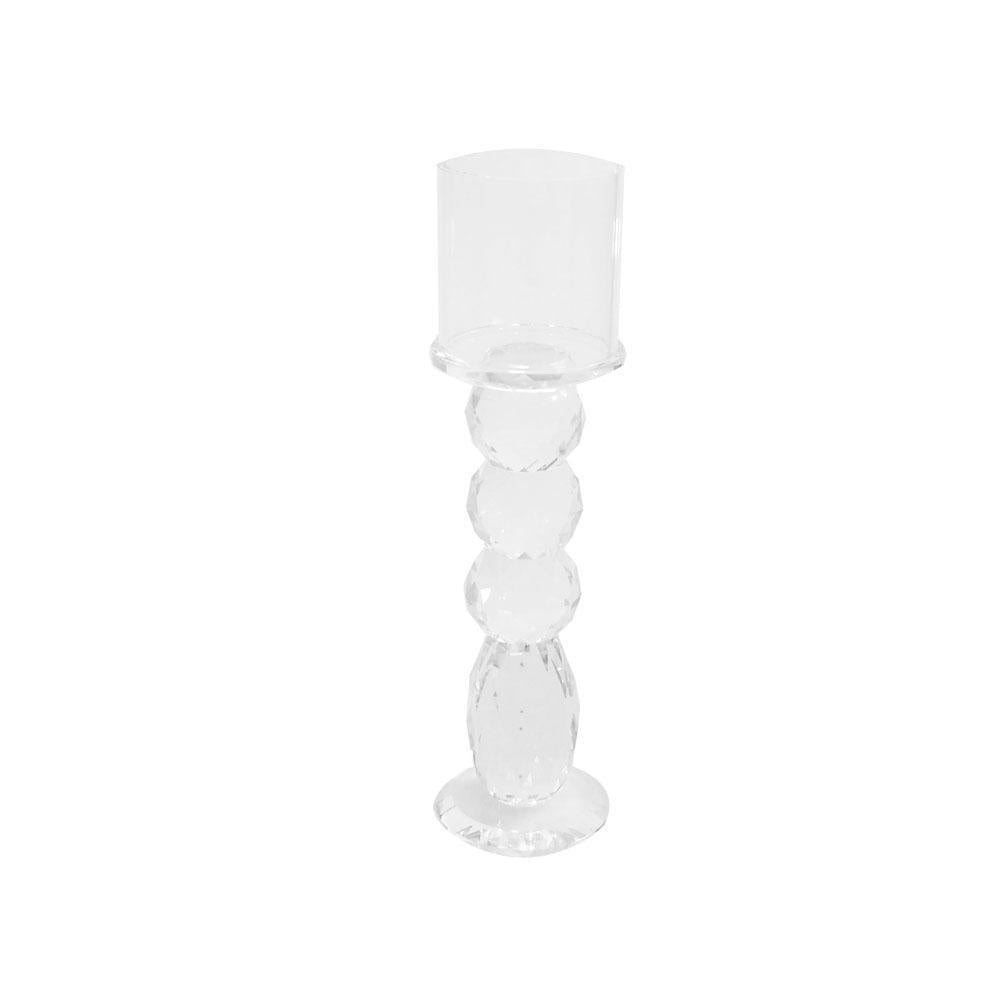 Clear Glass Crystal Candle Holder, 9-1/2-Inch