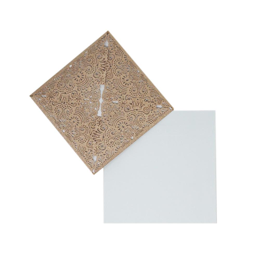 Square Glitter Laser Cut Blank Invitations, 6-Inch, 8-Count