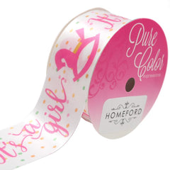 It's A Boy Girl Rocking Horse Satin Ribbon, 1-1/2-inch, 3-yard