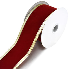 Velvet Dynasty Gold Trim Wired Christmas Holiday Ribbons