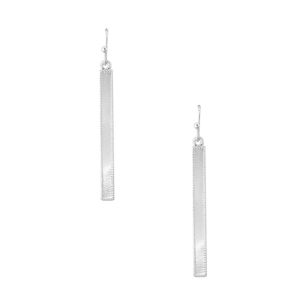 Rectangular Bar Drop Earrings, Silver, 1-1/2-Inch
