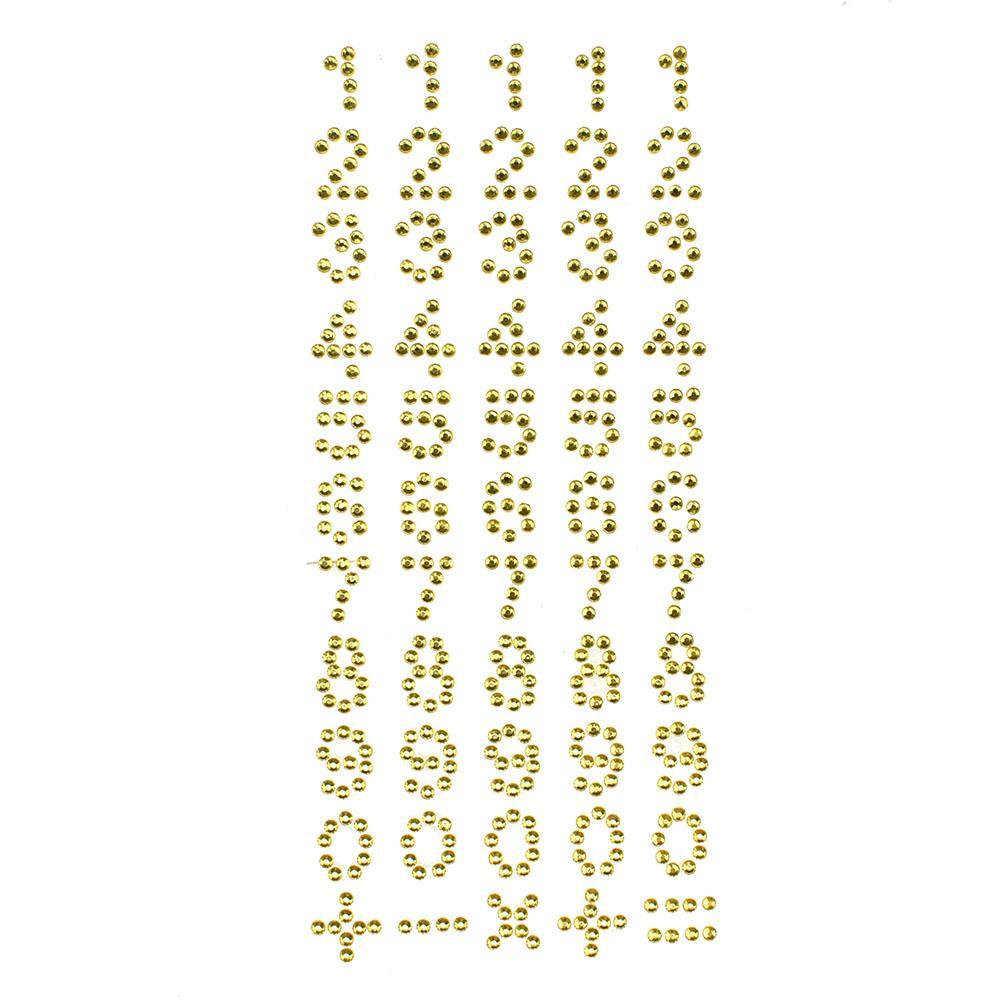 Number 0 to 9 and Symbols Rhinestone Stickers, 5/8-Inch, 55-Piece