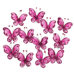 Organza Nylon Glitter Butterflies, 2-inch, 20-Piece