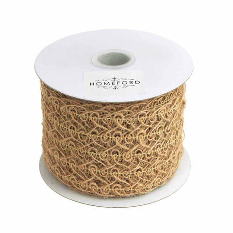 Open Weave Swirl Mesh Jute Ribbon, Natural, 2-1/2-Inch, 10 Yards