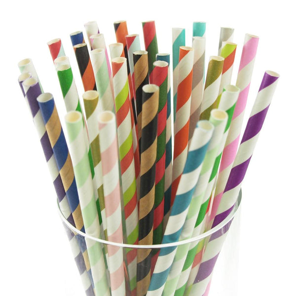 Red and Green Striped 25pc Paper Straws