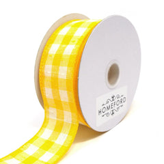Colorful Gingham Checkered Linen Wired Ribbon, 10 Yards