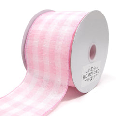 Colorful Gingham Checkered Linen Wired Ribbon, 10 Yards