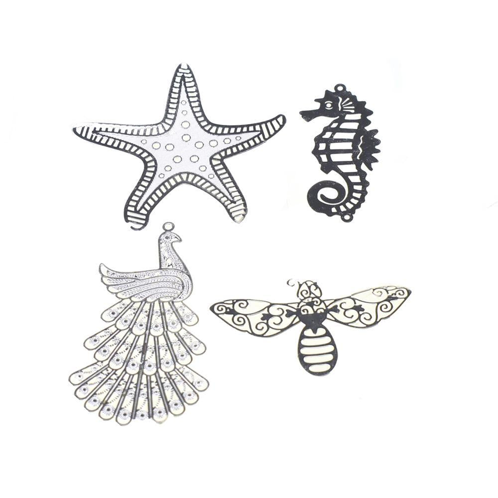 Dainty Creatures Metal Charm Stickers, 4-Piece
