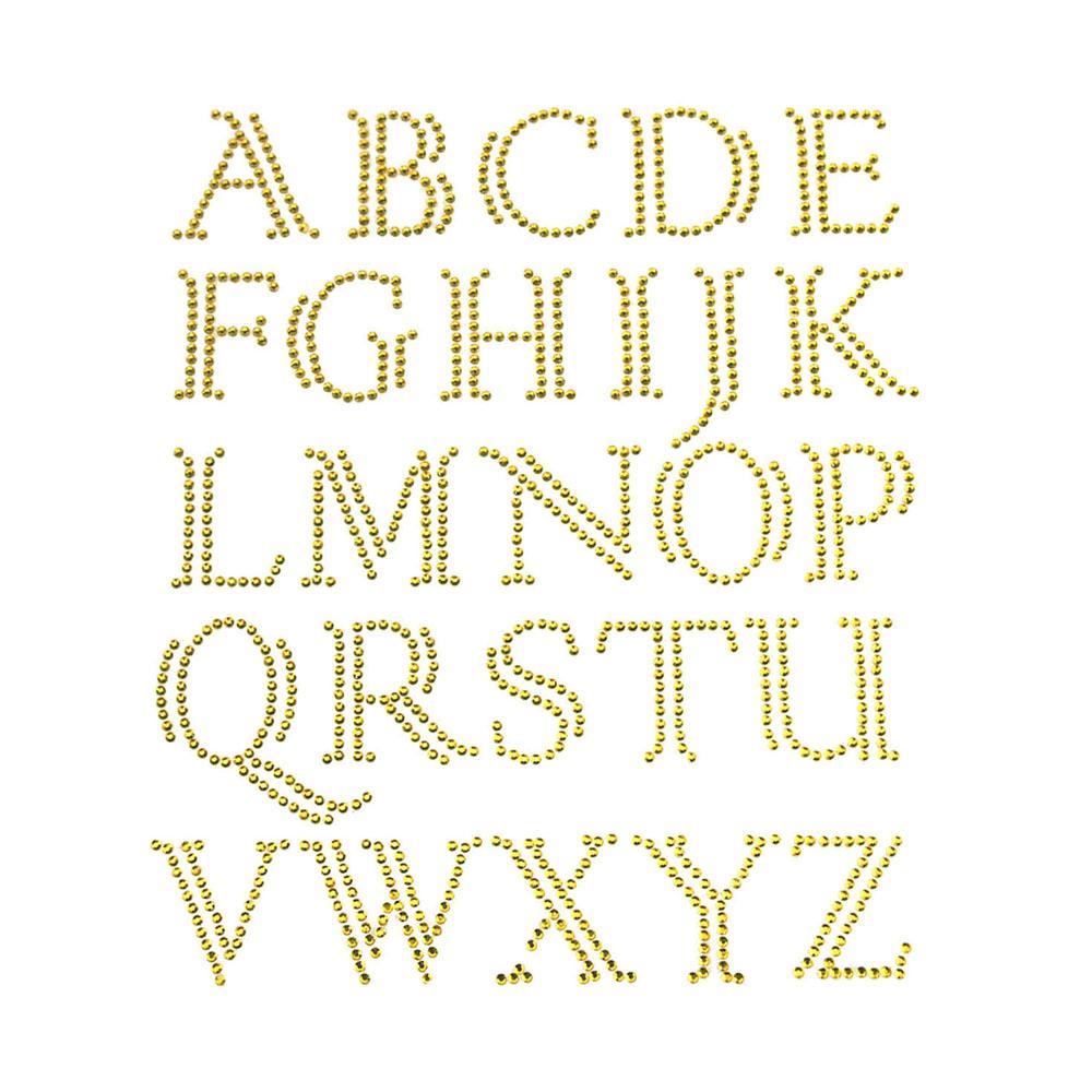 Elegant Alphabet Letter Rhinestone Stickers, Gold, 1-Inch, 26-Count