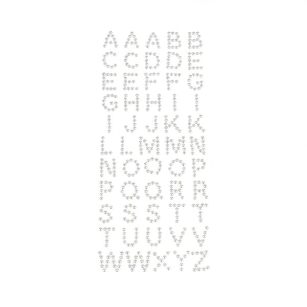 Beaded Pearl Alphabet Letter Stickers, 1/2-inch, 55-piece 