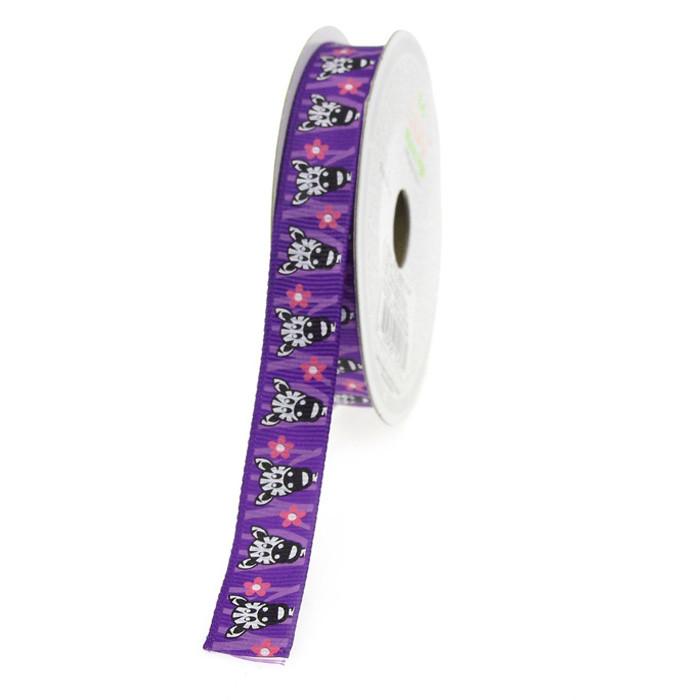 Aloha Zebra Purple Grosgrain Ribbon, 5/8-Inch, 10 Yards