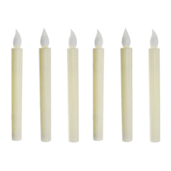 LED Plastic Flickering Taper Candle, White, 8-3/4-Inch, 6-Count