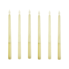 LED Plastic Flickering Taper Candle, Ivory, 11-Inch, 6-Count