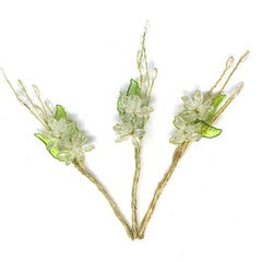 Acrylic Translucent Flower Spray with Leaves, 5-inch, 12-Count