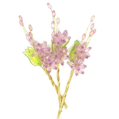 Acrylic Translucent Flower Spray with Leaves, 5-inch, 12-Count