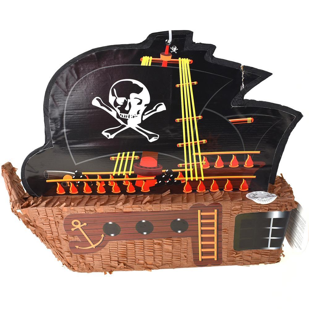 Pirate Ship with Sail Pinata, Brown, 20-1/4-Inch