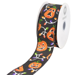 Halloween Jack-O'-Lantern Lights Stain Ribbon, 10-yard