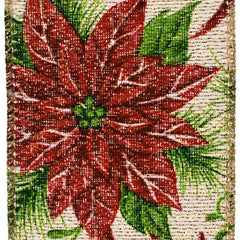 Christmas Glittered Metallic Poinsettias Wired Ribbon, 2-1/2-inch, 10-yard